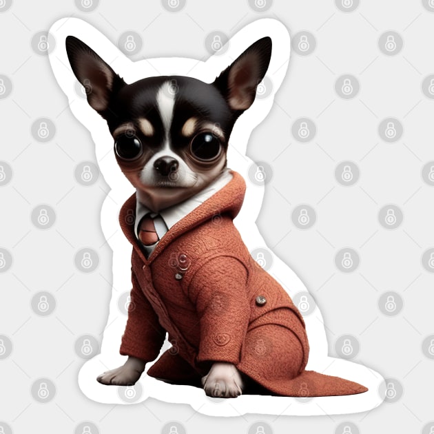 Chihuahua gentleman Sticker by IDesign23